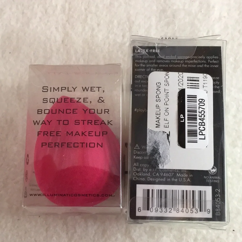 New Bundle Of 2 Liquid/Cream Make-Up Sponges Elf/Illuminati